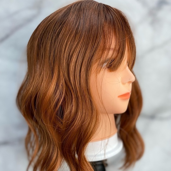 Bob Shoulder Length Ginger Copper Wig With Bangs - Picture 6 of 9